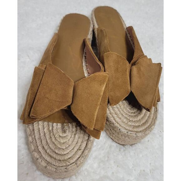 Sigerson Morrison Verane Bow Platform Sandal 8.5 Suede Espadrille Mules - Picture 1 of 11